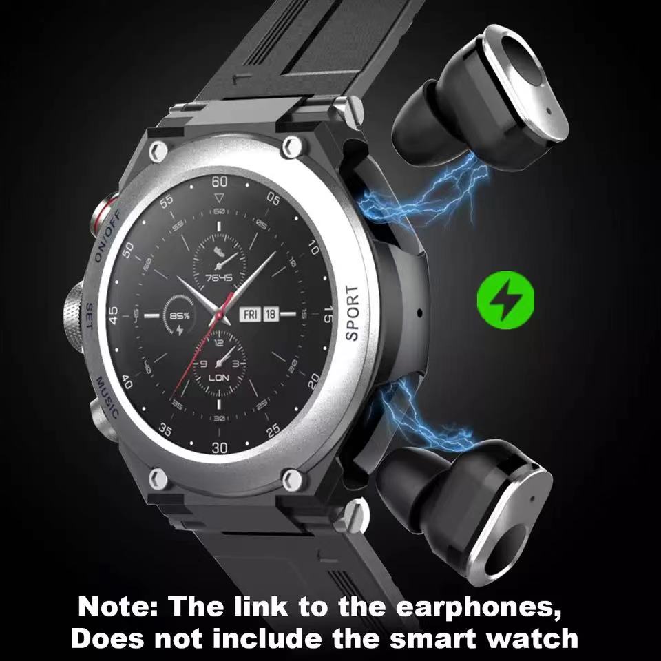 TWS Sports 2 in 1 Wireless Smartwatch with Earbuds iPhone & Android