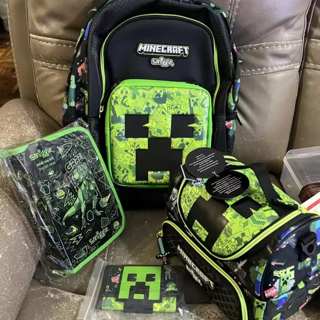 Minecraft Boys Girls School Backpack Set
