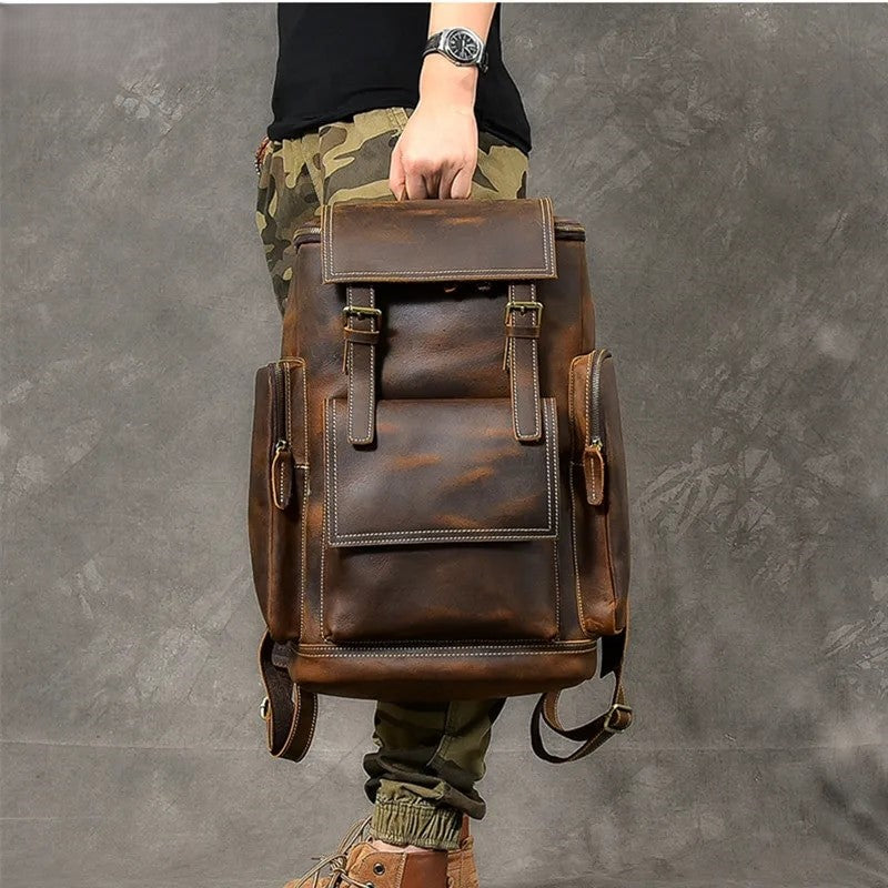 Vintage Horse Leather Men's Backpack for Travel & Casual Work