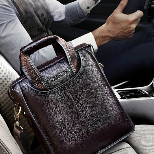 Men Genuine Leather Business Briefcase & Shoulder Bag