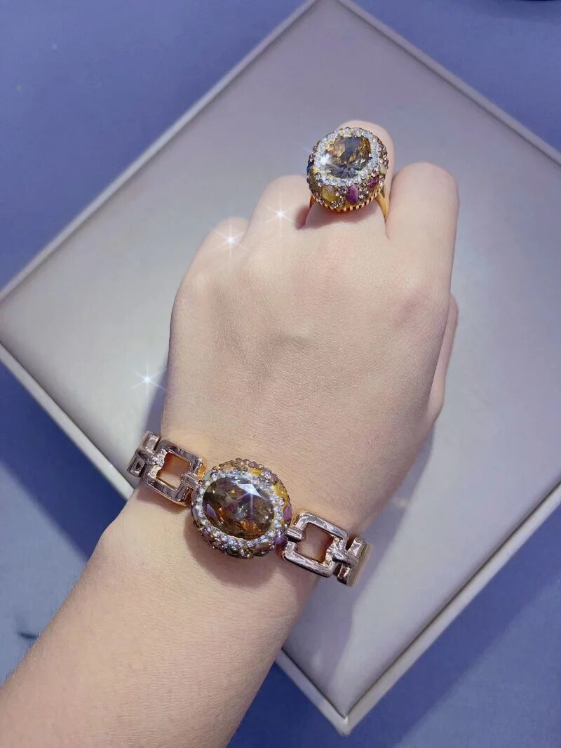 Zultanite Diaspore Stone Gold Plated Jewelry Set - AE