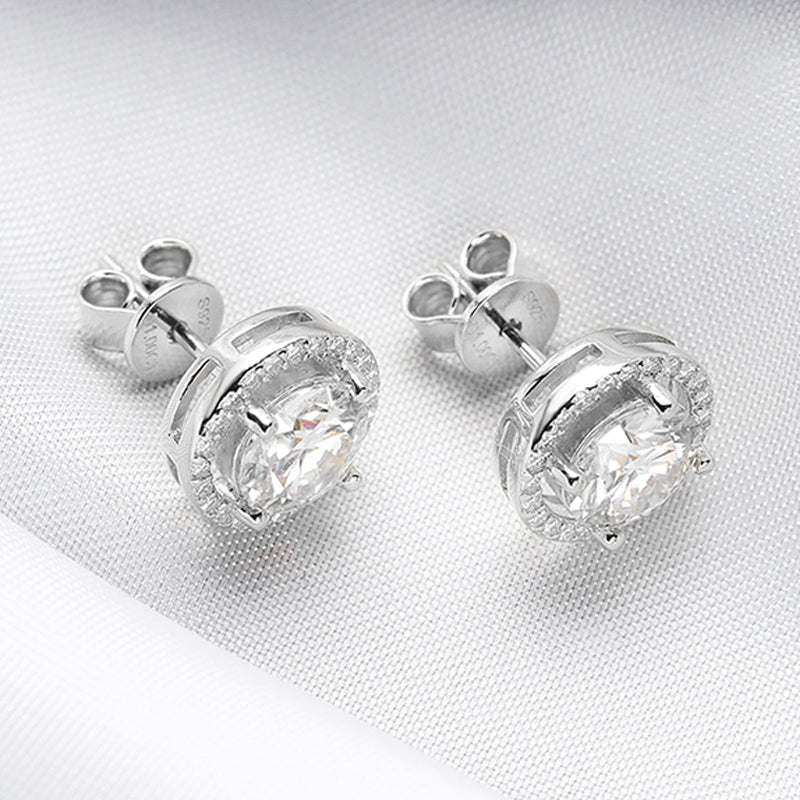 Boucles d'oreilles à tige moissanite certifiées