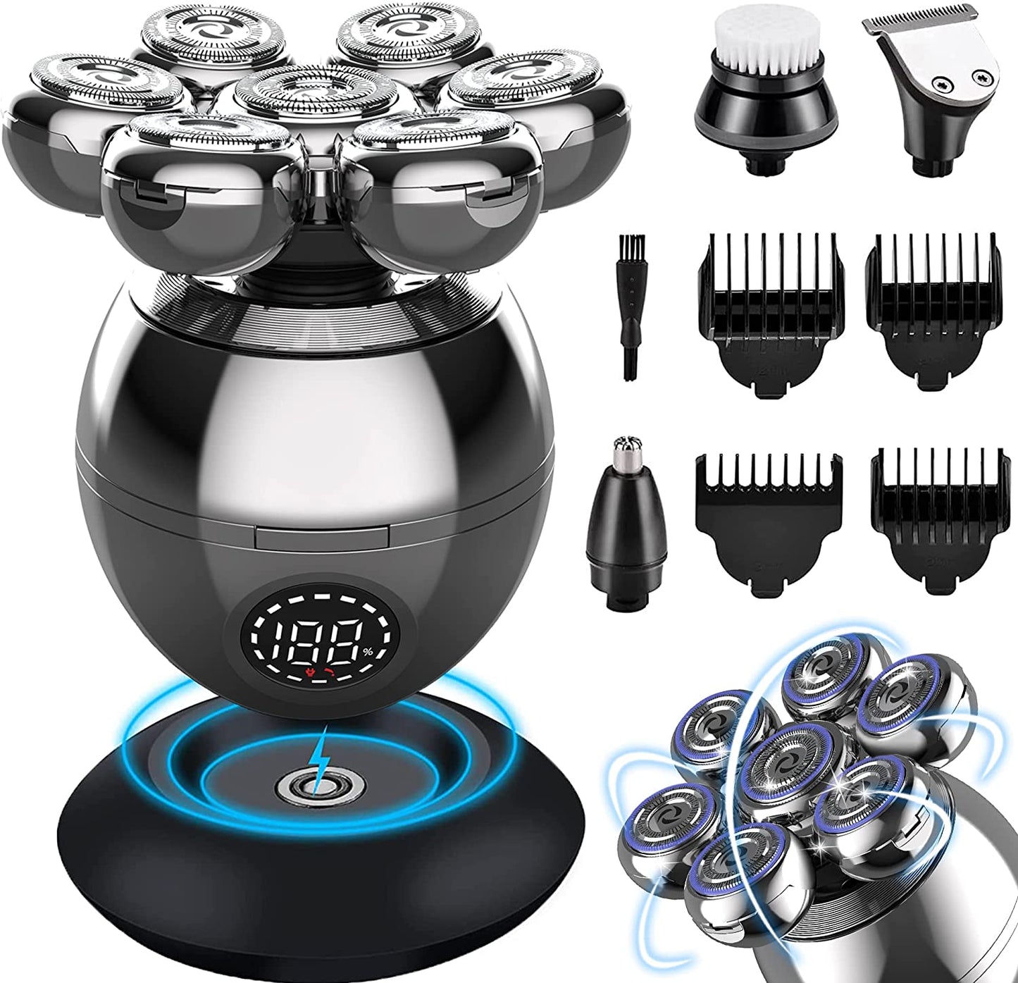 7D Portable Charge Floating Waterproof Head & Beard Shaver Kit