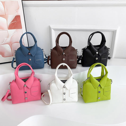 PU Leather Crossbody Shoulder Bag for Women – Simple Urban Square Tote with Threaded Design