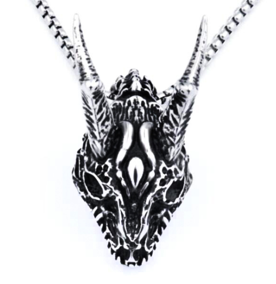 Stainless Steel Necklace Long Horn Pendant Necklace