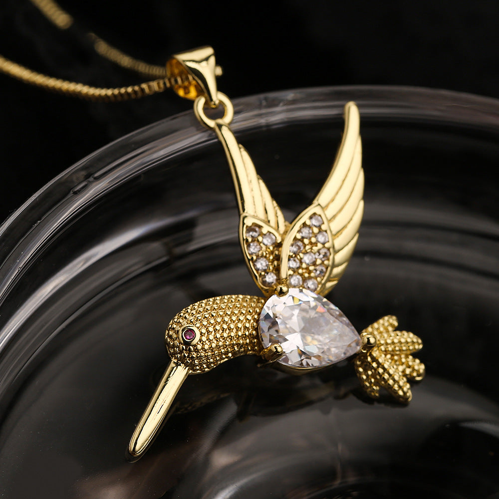 Bird Pendant Necklace Copper Plating 18K Gold