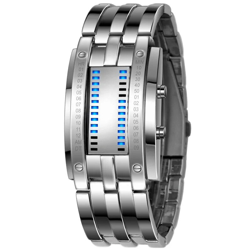 Unique Creative Binary Matrix LED Bracelet Style Waterproof Watch