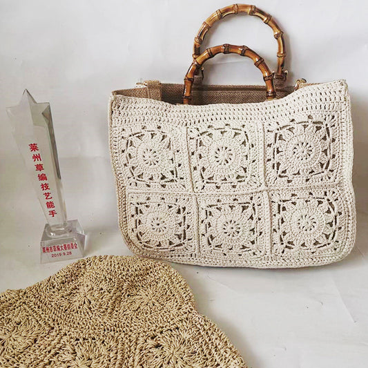 Female Tote Bag Knitting flower Design