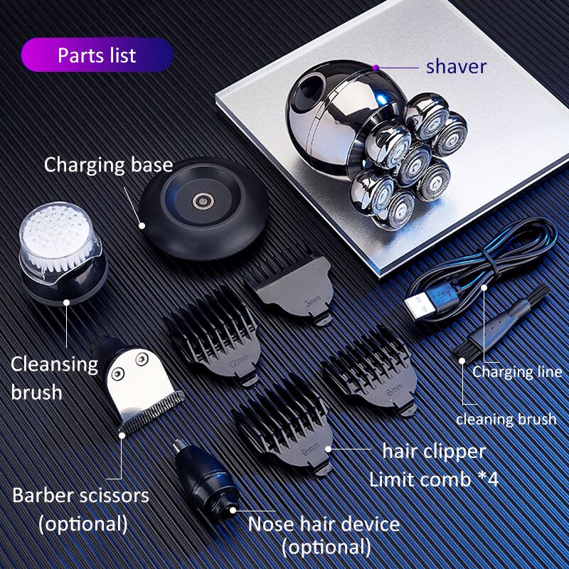 7D Portable Charge Floating Waterproof Head & Beard Shaver Kit