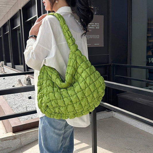 Pleated Cloud Bag – Large Capacity Fashion Shoulder Tote, Silk Texture, Macaron Colors
