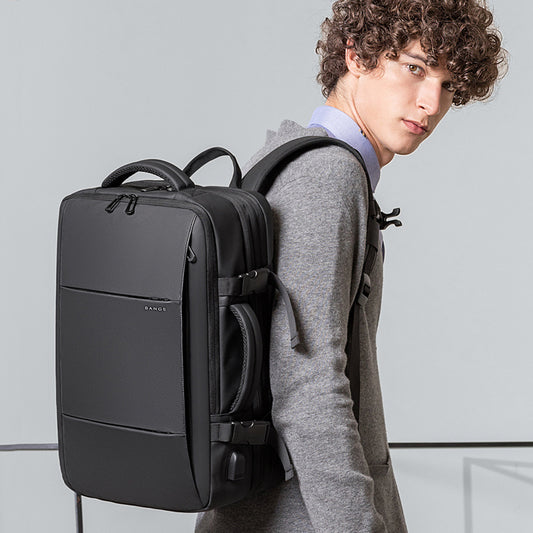 Men’s Waterproof Business Travel Laptop Backpack – 16” Expandable Oxford Bag with USB & Large Capacity