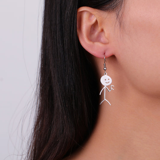 Steel Cut Hollowed Cartoon Earrings