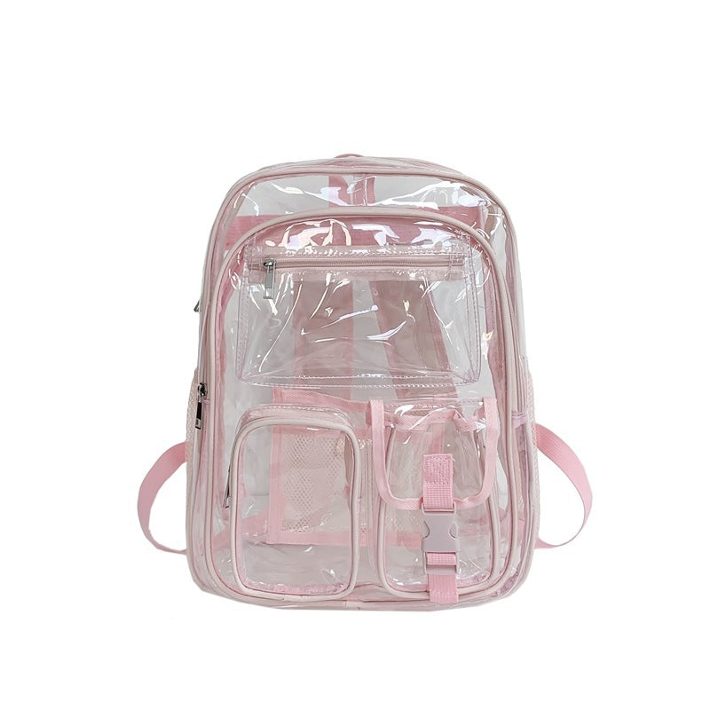 Transparent PVC School Backpack – Large Capacity Waterproof Clear Bag for Students