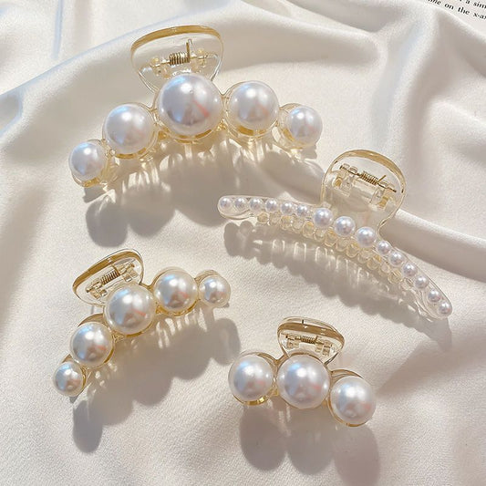 Elegant Big Pearl Hair Claws for Women