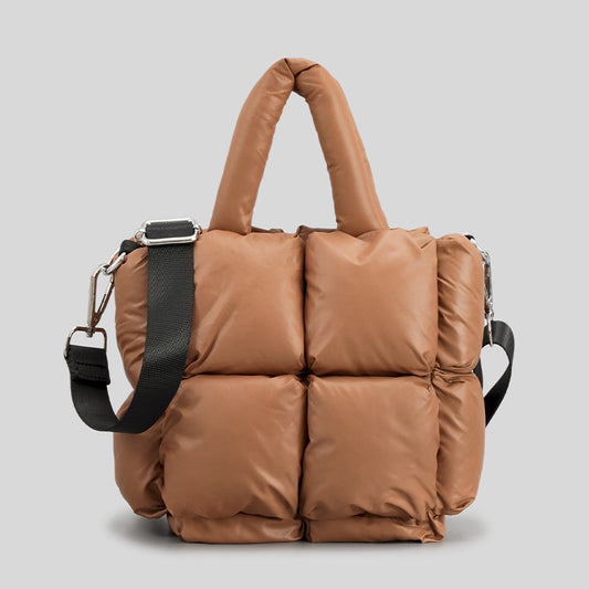 Winter Down Cotton Shoulder Bag – Soft Lightweight Crossbody Tote for Daily Use