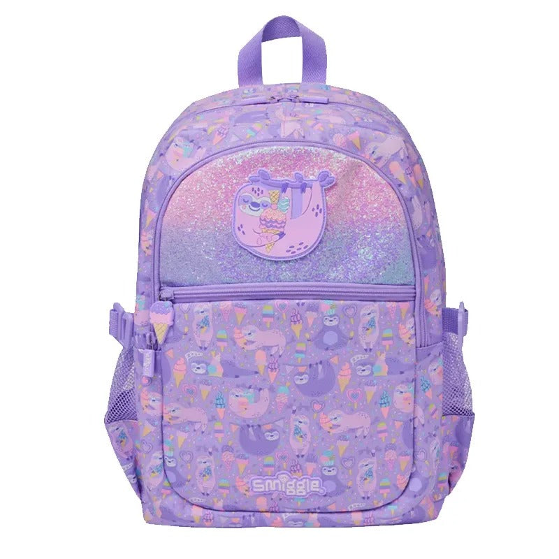 Sleepy Sloth Cartoon Backpack Set – Smiggle-Style Large School Bag with Lunch Bag, Pencil Case, Water Bottle & More for Kids