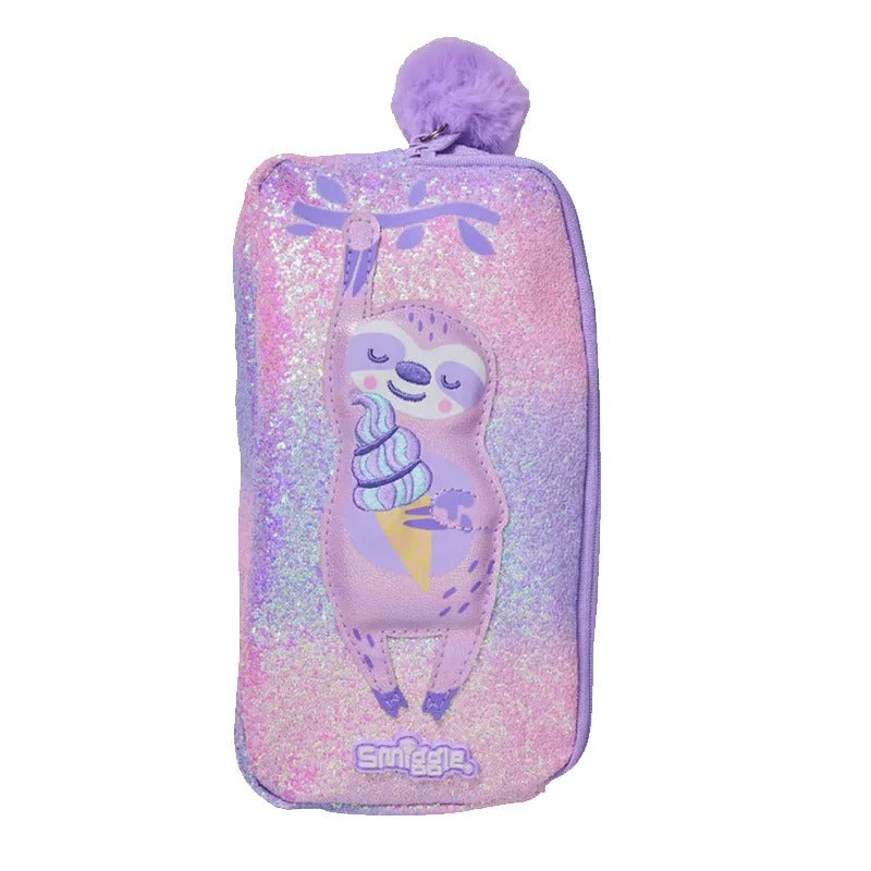 Sleepy Sloth Cartoon Backpack Set – Smiggle-Style Large School Bag with Lunch Bag, Pencil Case, Water Bottle & More for Kids