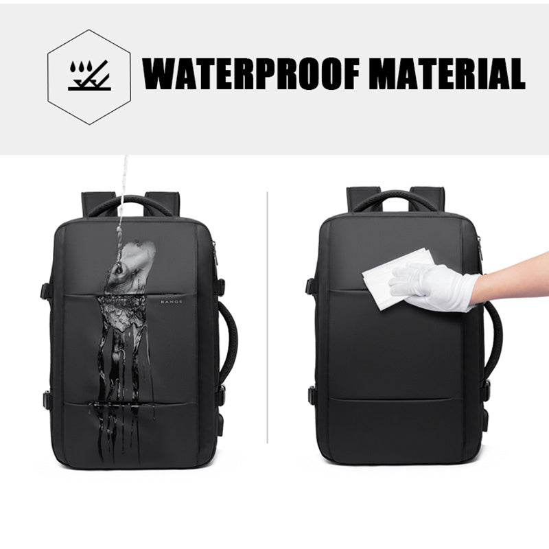 Men’s Waterproof Business Travel Laptop Backpack – 16” Expandable Oxford Bag with USB & Large Capacity