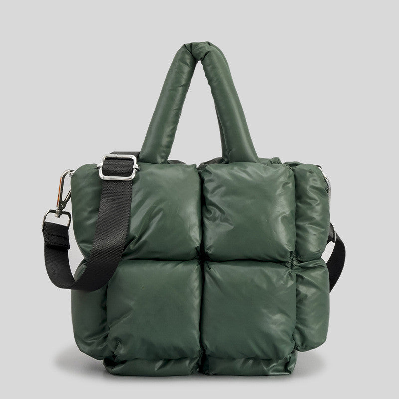Winter Down Cotton Shoulder Bag – Soft Lightweight Crossbody Tote for Daily Use