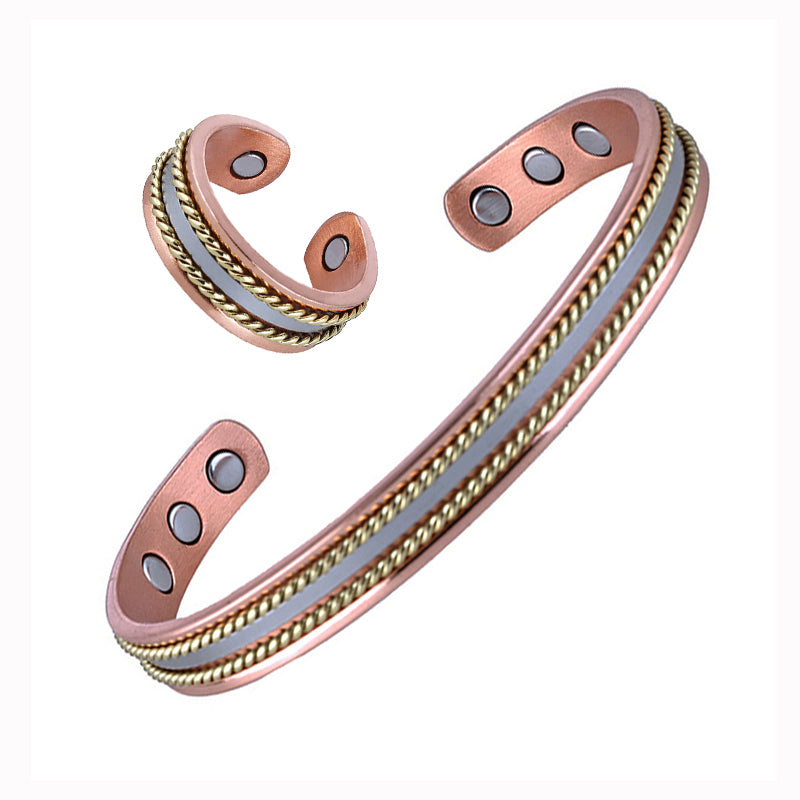 Vintage Arthritis Relief Copper Adjustable Magnetic Bracelet Ring
