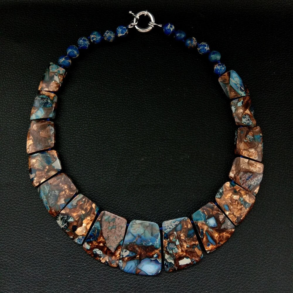 Mix Color Antique 19" Solid Sea Sediment Imperial Jasper Necklace