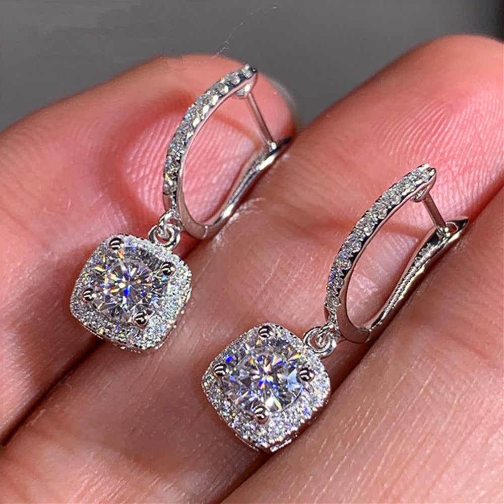 3ct Certified 6.5mm Moissanite Drop Earrings