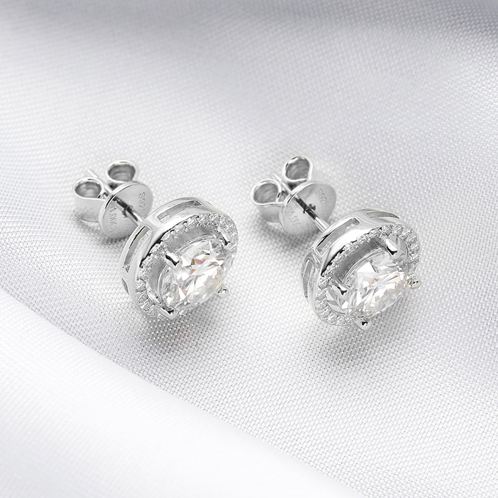 Boucles d'oreilles à tige moissanite certifiées