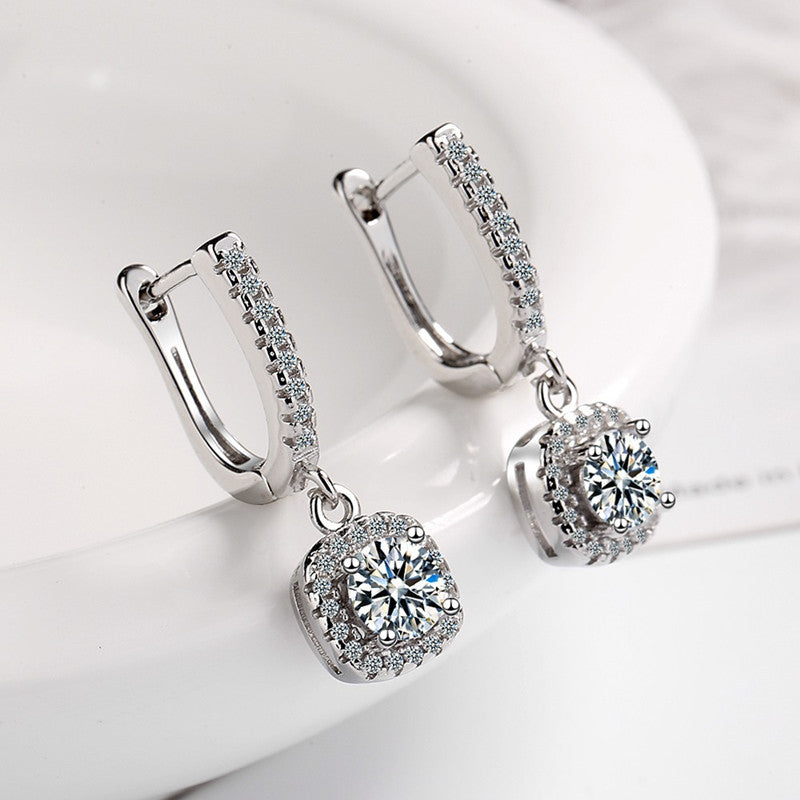 3ct Certified 6.5mm Moissanite Drop Earrings