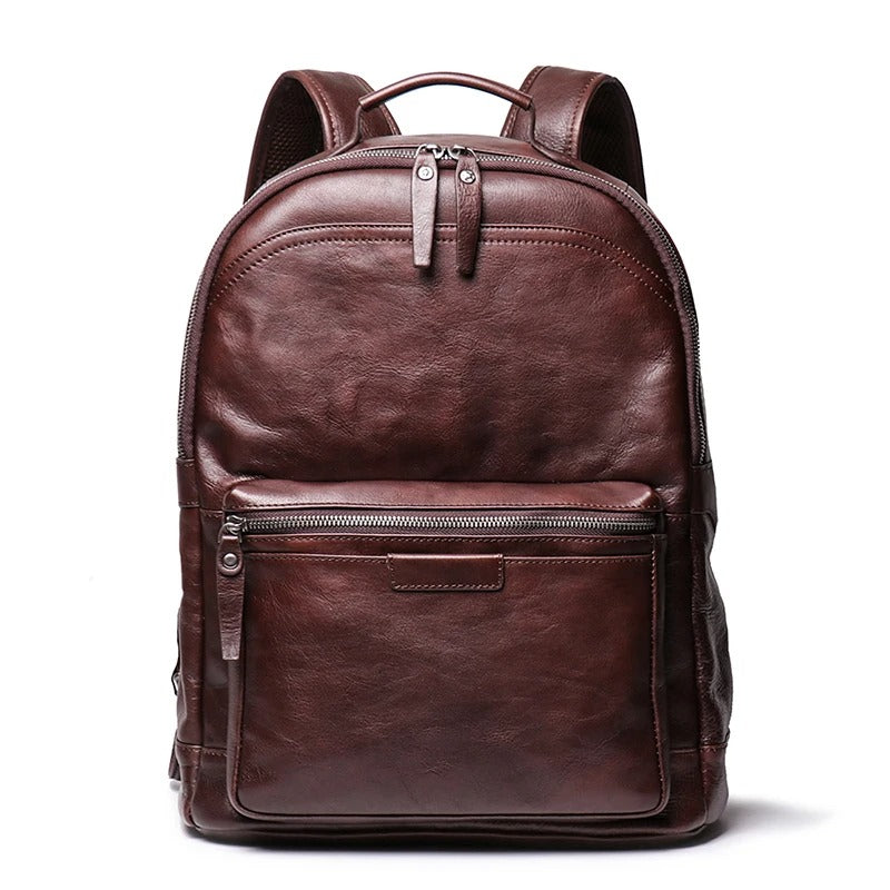 Men's Leather Business Outdoor Travel Backpack