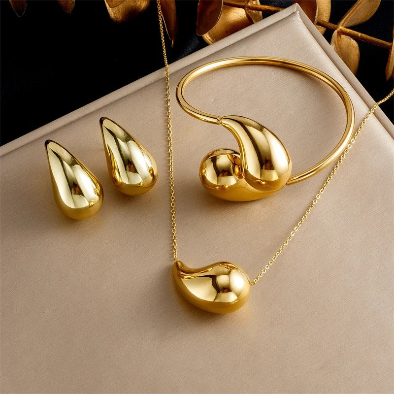 Golden Droplet Jewelry Set