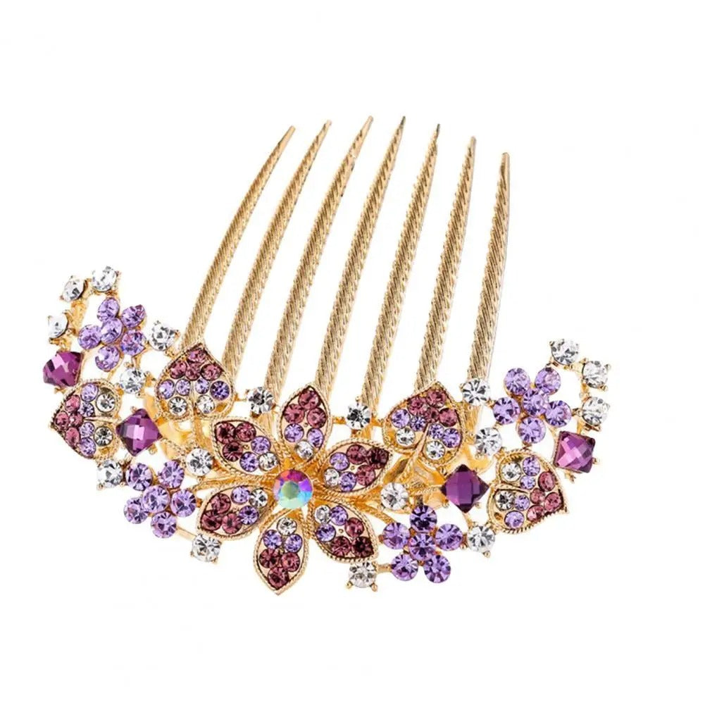 Rhinestone Hollow Out Flower Colorful Hair Ornament Accessories