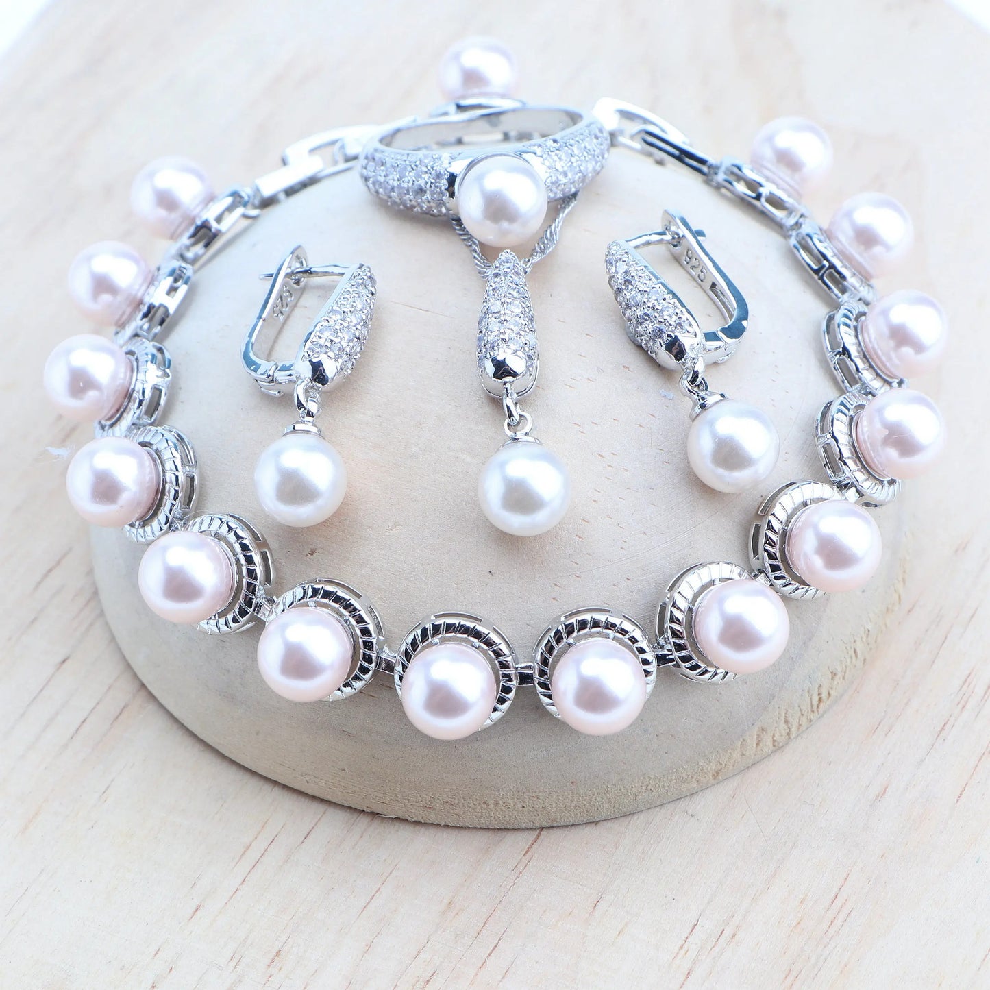 Pearls Silver Jewelry Sets