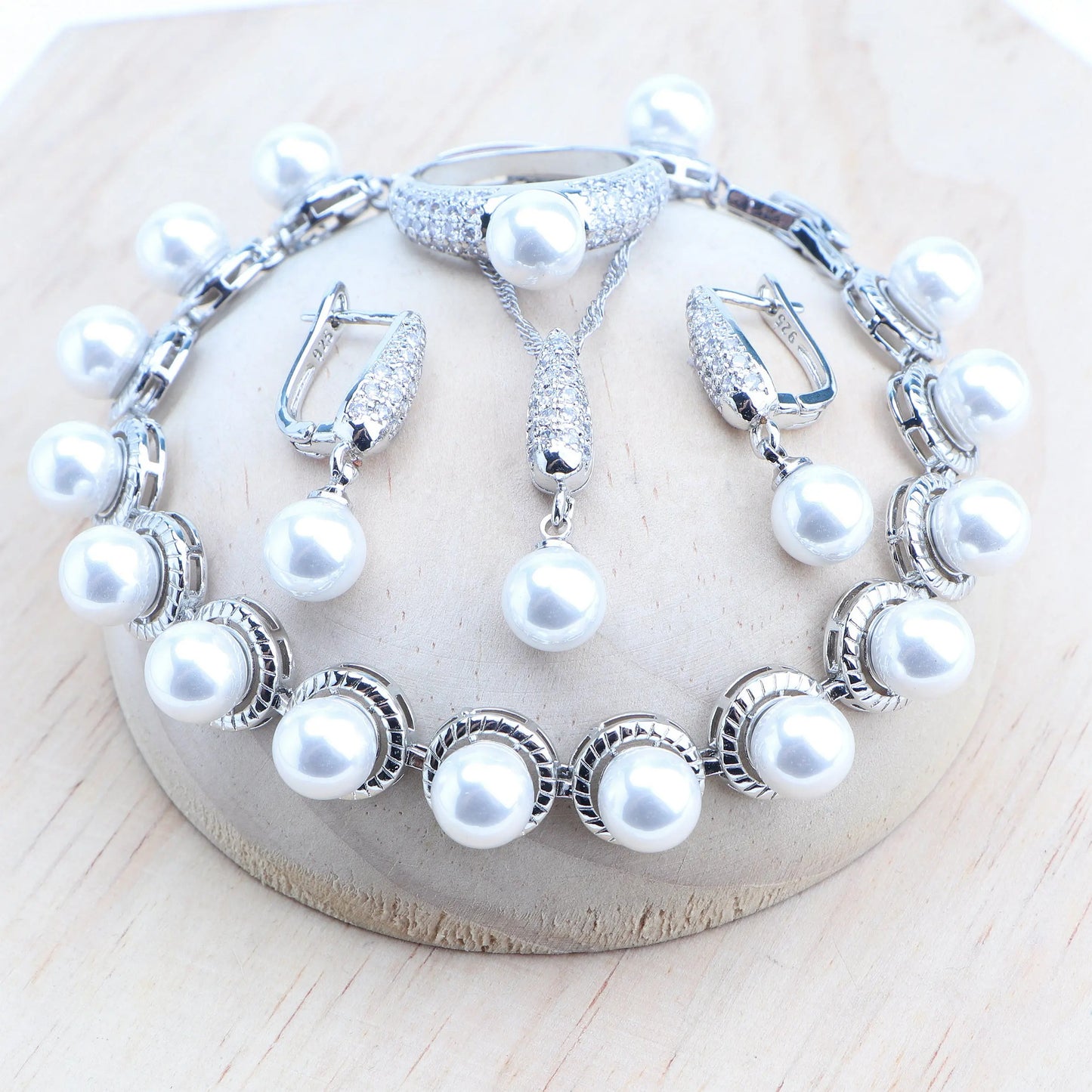 Pearls Silver Jewelry Sets