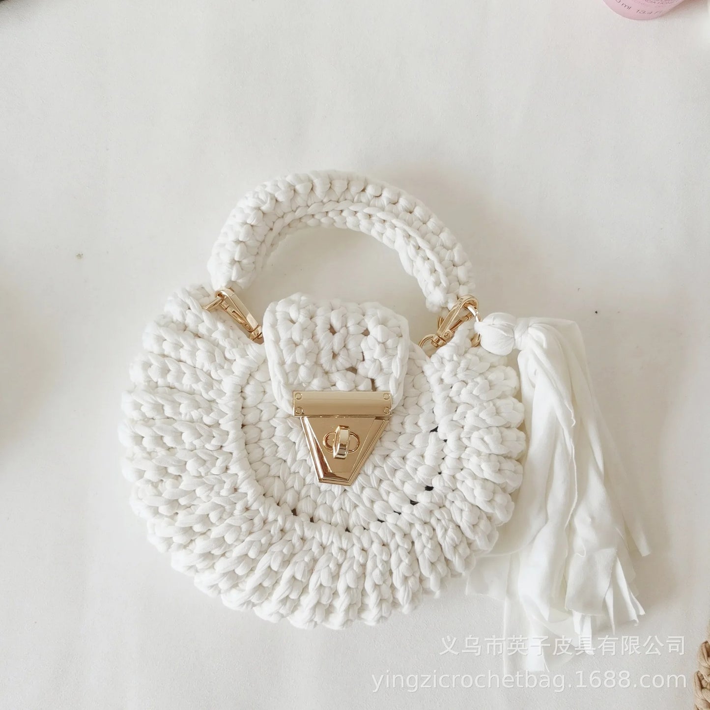 Women's Crochet Circular Tassel Shoulder Bag