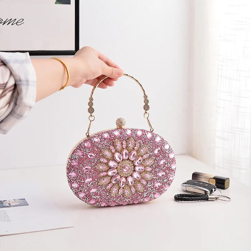 Small Women Luxury Party Round Clutch