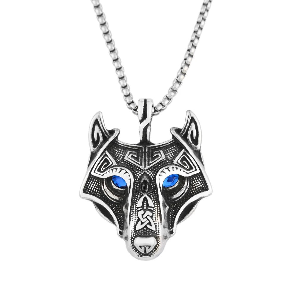 Vintage Nordic Celtic Wolf Head Pendant