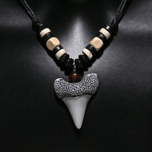 Handmade Surfer Jewelry Imitation Shark Teeth Pendant Necklace