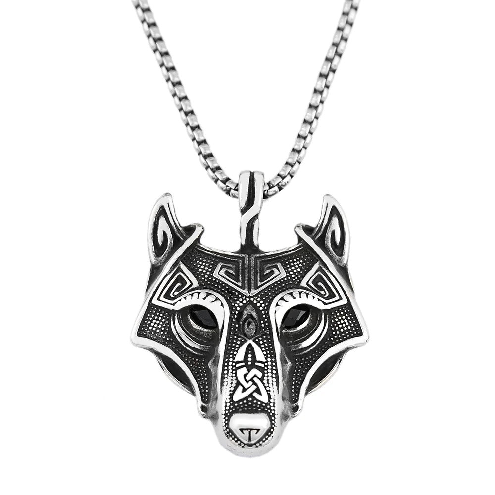 Vintage Nordic Celtic Wolf Head Pendant