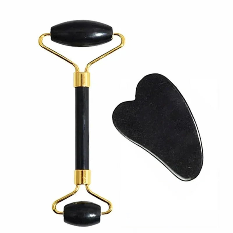 Jade Roller Face & Gua Sha Set – Natural Stone Body Neck Massager, Acupoint Eye Care Spa Massage Tools, Massage Visage Lifting