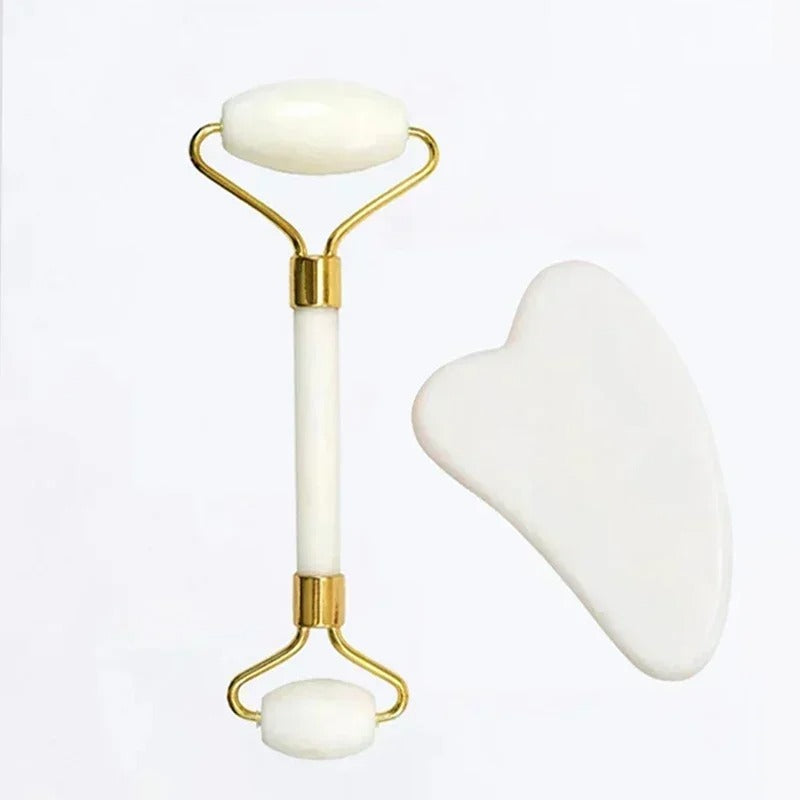 Jade Roller Face & Gua Sha Set – Natural Stone Body Neck Massager, Acupoint Eye Care Spa Massage Tools, Massage Visage Lifting