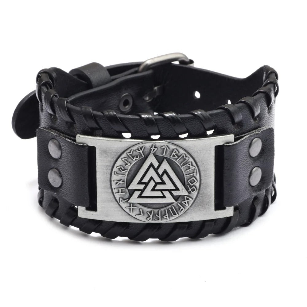 Retro Wide Leather Triangle Shaped Bracelet for Men