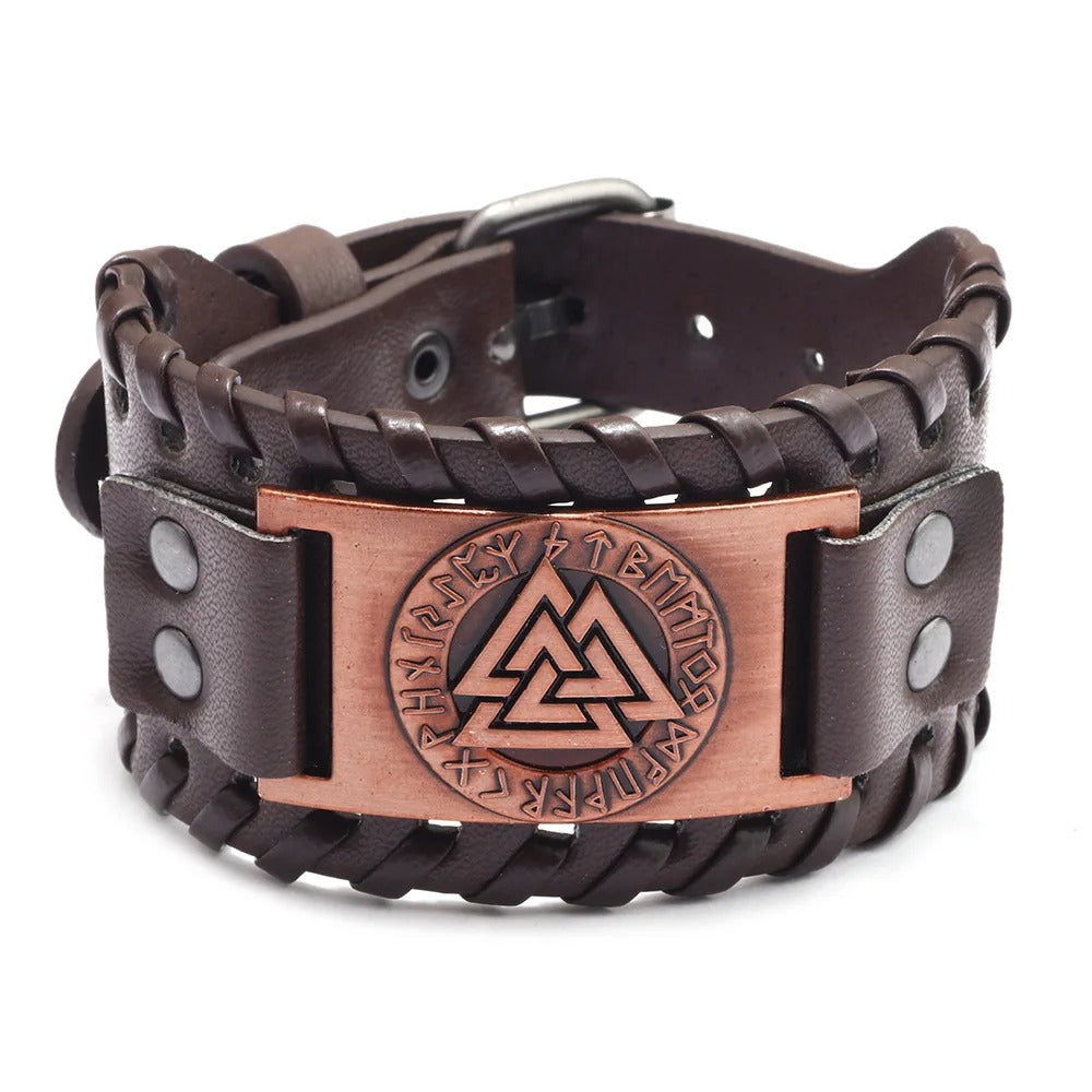 Retro Wide Leather Triangle Shaped Bracelet for Men