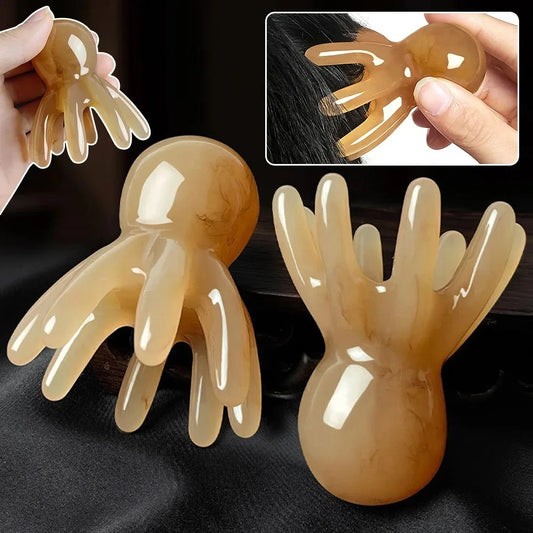 Octopus Scalp Massager – 8-Prong Resin Head Scraping Comb