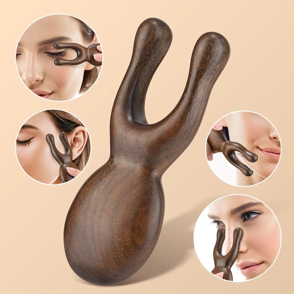 Sandalwood Gua Sha Facial Comb Massager – Lifting Tool for Eyes, Neck & Circulation