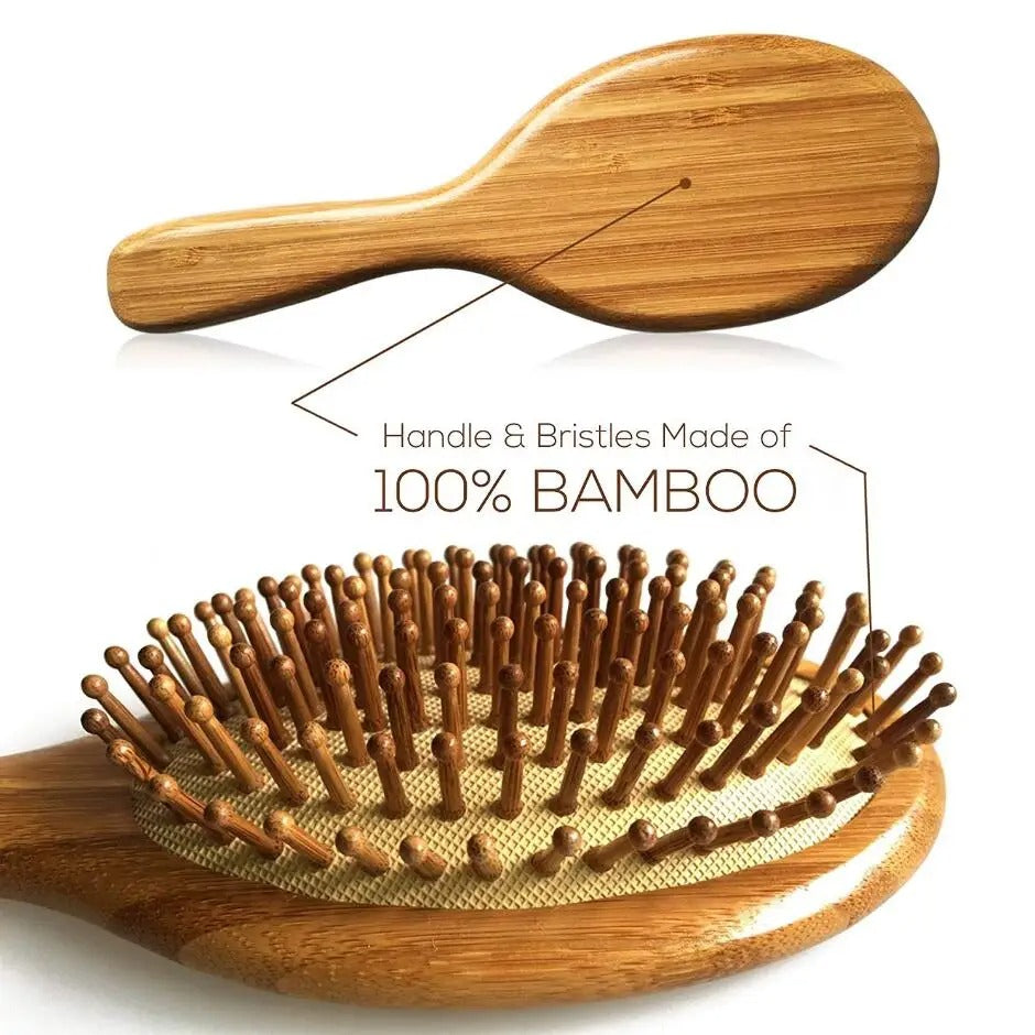 Bamboo Wood Paddle Hair Brush – Scalp Massage & Hair Care Comb