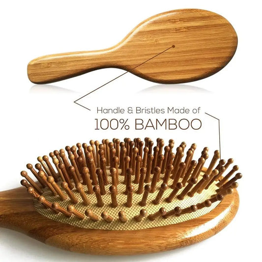Bamboo Wood Paddle Hair Brush – Scalp Massage & Hair Care Comb