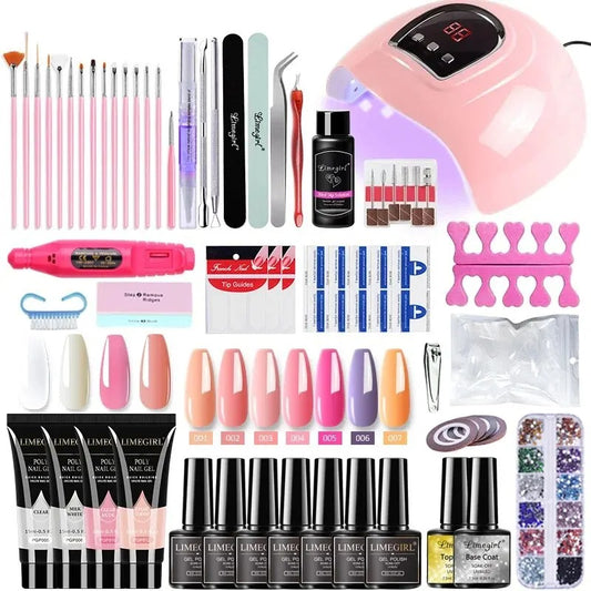 Acrylic Nails Set With UV LED Lamp Dryer, Drill, Gel Polish Manicure Tools Set