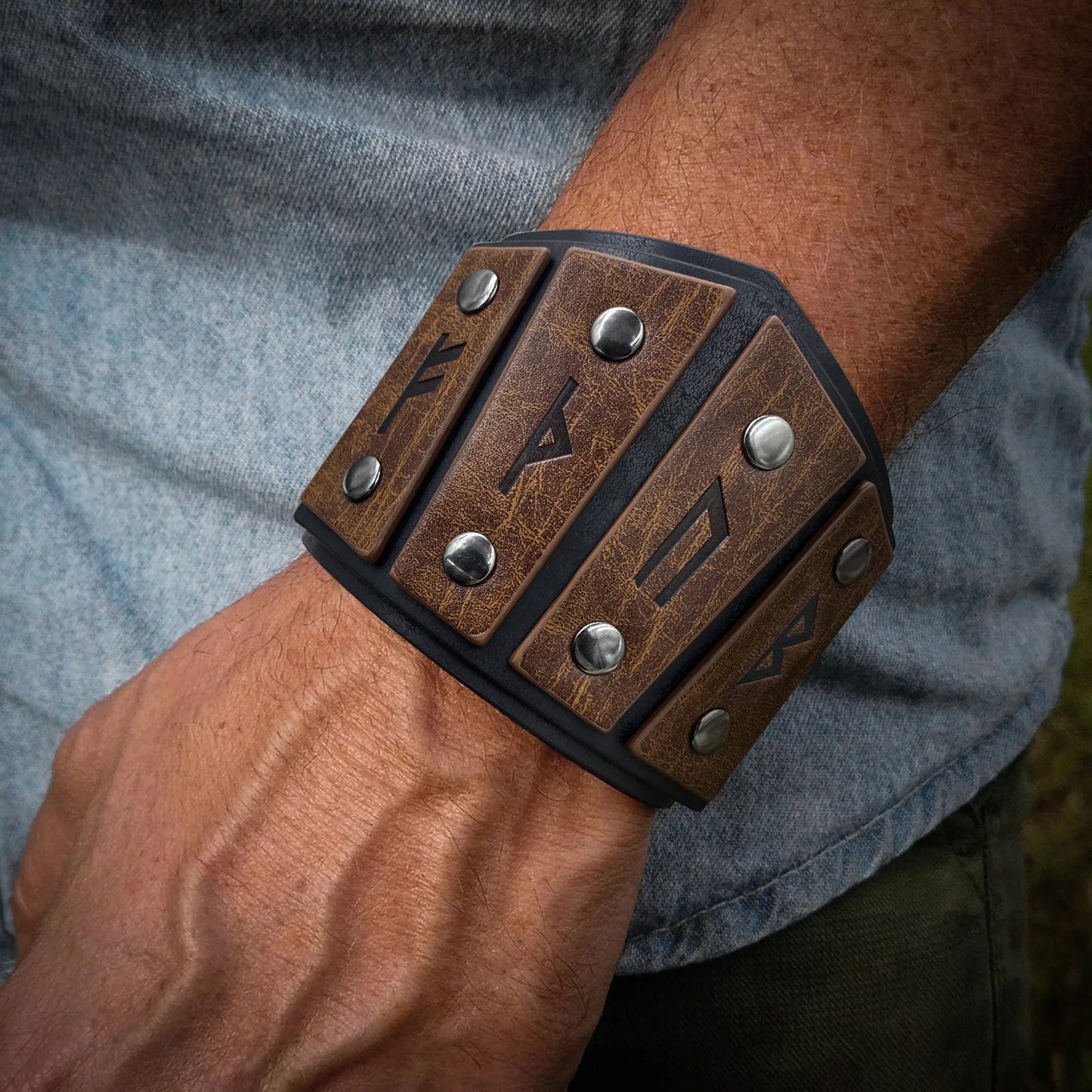 Nordic Viking Rune Men's Leather Bracelet