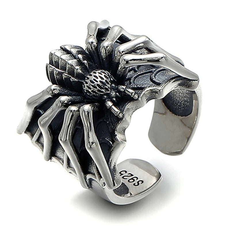 Punk Gothic Dark Spider Web Rings