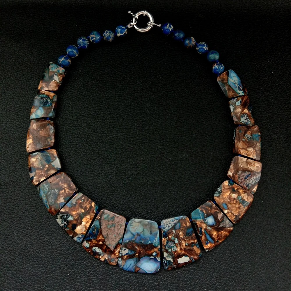 19'' Mixed Color Sea Sediment Imperial Jasper Graduated Necklace